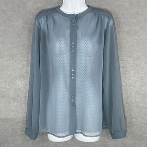 Banana Republic Sheer Blouse Swiss Dot Button Down Top‎ Sz S Feminine Romantic